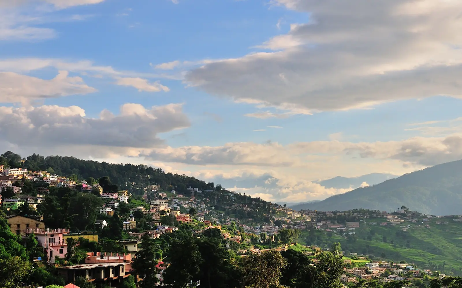 Hill homes and terraced slopes around Almora, Uttarakhand